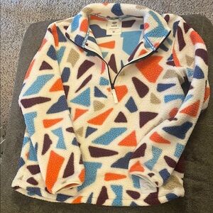 Rabbit born to run Colorful Geometric Fleece Pullover women’s medium